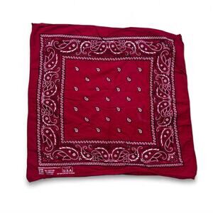 Color Fast Paris Accessories made in USA Red Paisley Floral Bandana RN 13360